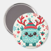 Schattigee pluizige kerstmonstermagneet magneet (Voorkant / Achterkant)