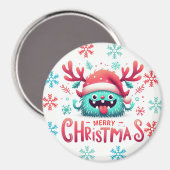 Schattigee pluizige kerstmonstermagneet magneet (Voorkant / Achterkant)