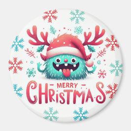 Schattigee pluizige kerstmonstermagneet magneet