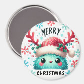 Schattigee pluizige kerstmonstermagneet magneet (Voorkant / Achterkant)