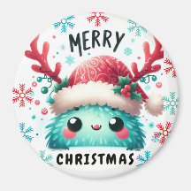 Schattigee pluizige kerstmonstermagneet