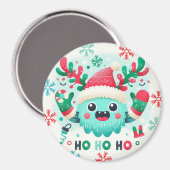 Schattigee pluizige kerstmonstermagneet magneet (Voorkant / Achterkant)