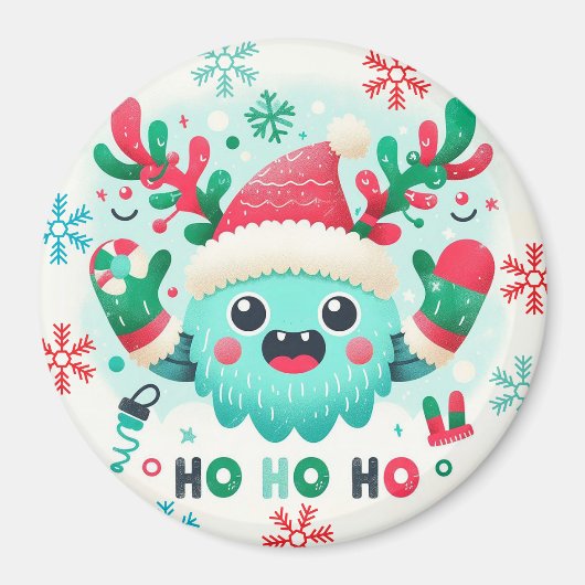 Schattigee pluizige kerstmonstermagneet magneet (Voorkant)