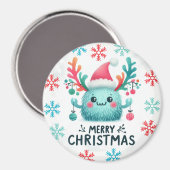Schattigee pluizige kerstmonstermagneet magneet (Voorkant / Achterkant)