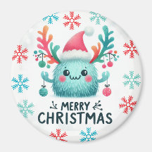 Schattigee pluizige kerstmonstermagneet