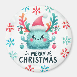 Schattigee pluizige kerstmonstermagneet magneet