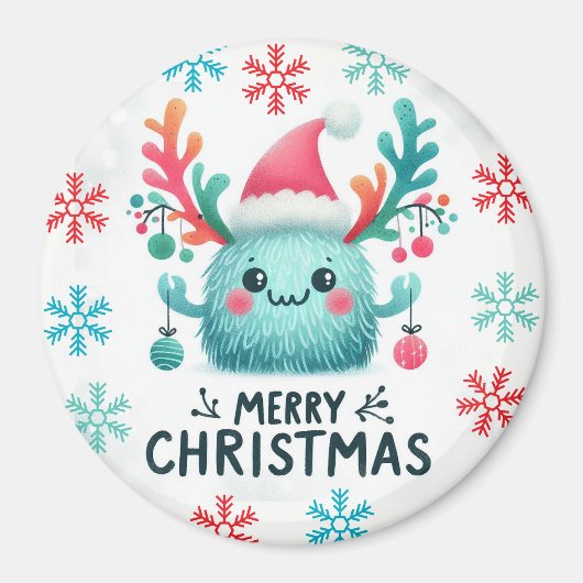 Schattigee pluizige kerstmonstermagneet magneet (Voorkant)