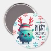 Schattigee pluizige kerstmonstermagneet magneet (Voorkant / Achterkant)