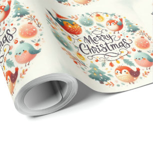 Schattigee pluizige kerstvossen en -konijnen cadeaupapier