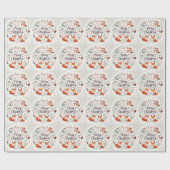 Schattigee pluizige kerstvossen en -konijnen cadeaupapier (Vlak)