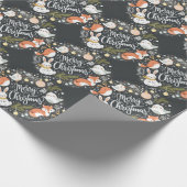 Schattigee pluizige kerstvossenkrans cadeaupapier (Hoek)