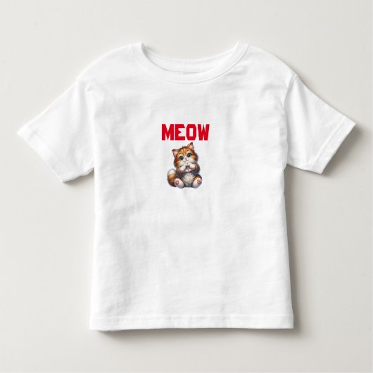 Schattigee pluizige kitten met hartgebaar | Schatt Kinder Shirts (Voorkant)