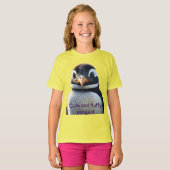 "Schattigee pluizige pinguïn" Ontworpen T-shirt (Voorkant volledig)