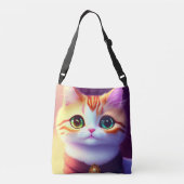 Schattigee pluizige poes crossbody tas (Achterkant)