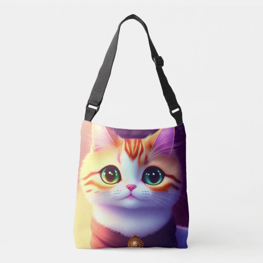 Schattigee pluizige poes crossbody tas (Voorkant)