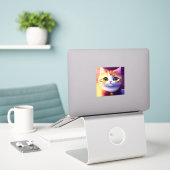 Schattigee pluizige poes sticker (Laptop op bureau)