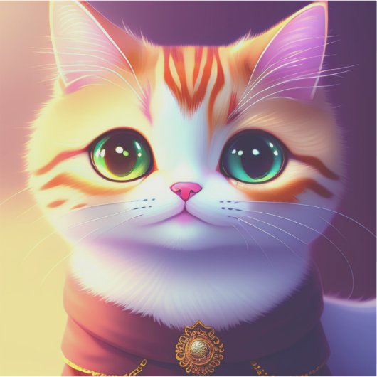 Schattigee pluizige poes sticker (Voorkant)