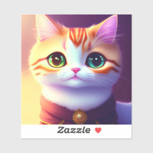 Schattigee pluizige poes sticker