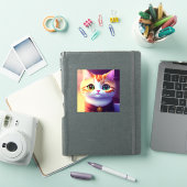 Schattigee pluizige poes sticker (iPad Cover)