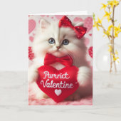 Schattigee pluizige witte Valentijn kitten grappig Kaart (Gele Bloem)