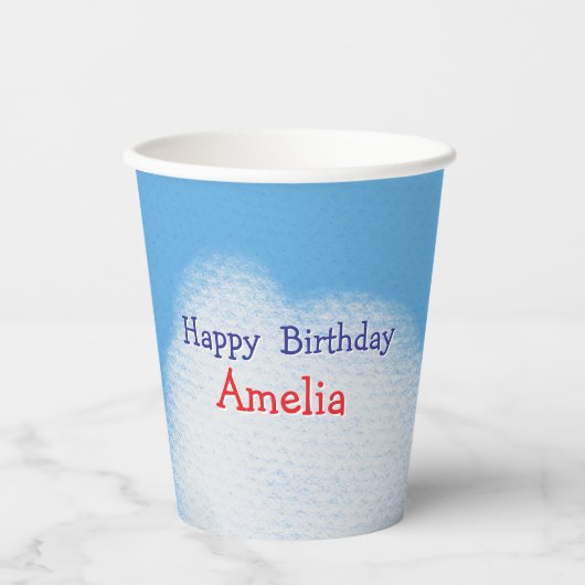 Schattigee pluizige wolken Verjaardag Papieren Bekers (Voorkant)