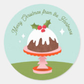 Schattigee Plum Pudding Retro Kersttaart Naam Ronde Sticker (Voorkant)