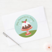 Schattigee Plum Pudding Retro Kersttaart Naam Ronde Sticker (Envelop)
