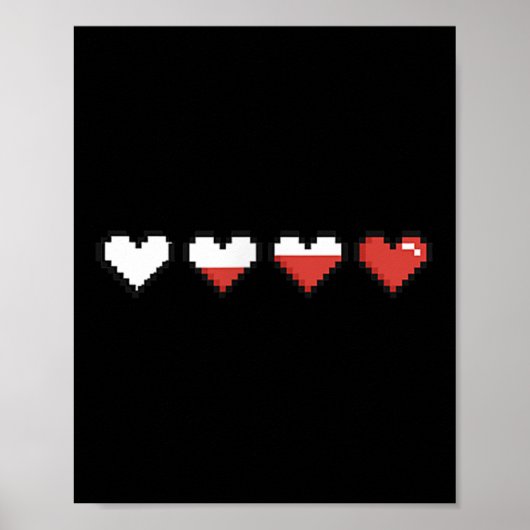Schattigee Pocket Pixel Red Heart Valentijn's Day Poster (Voorkant)
