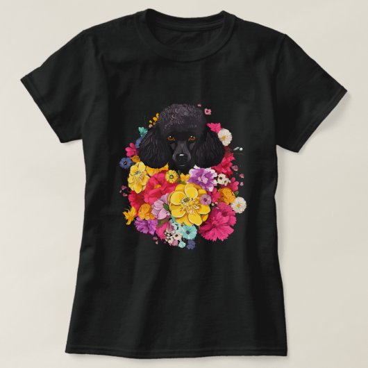 Schattigee Poedel Bloem Boeket T T-shirt (Design voorkant)