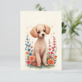Schattigee Poedel en Folk Art Note Kaart (Staand voorkant)