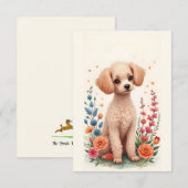 Schattigee Poedel en Folk Art Note Kaart (Voorkant / Achterkant)