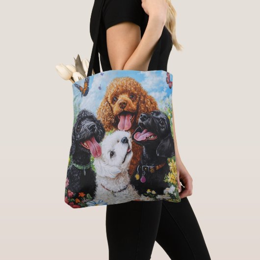 Schattigee Poedel en Goldendoodle Dog Tas (Dichtbij)