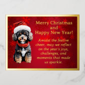 Schattigee Poedel in Santa Hat Folie Post Kaart (Voorkant)