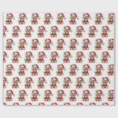 Schattigee Poedel Kerstman Kerst Cadeaupapier (Vlak)