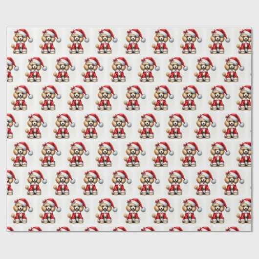 Schattigee Poedel Kerstman Kerst Cadeaupapier (Vlak)