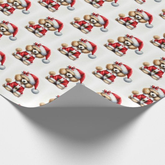 Schattigee Poedel Kerstman Kerst Cadeaupapier (Hoek)