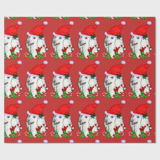 Schattigee poedel kerstmuts kerst cadeaupapier (Vlak)