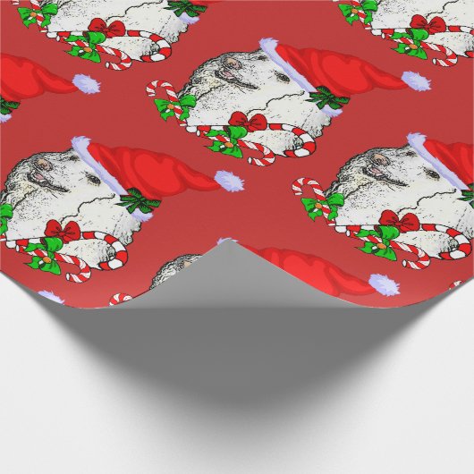 Schattigee poedel kerstmuts kerst cadeaupapier (Hoek)