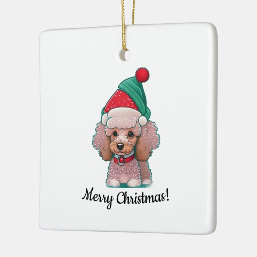 Schattigee poedel met kerst Pet Keramisch Ornament (Links)