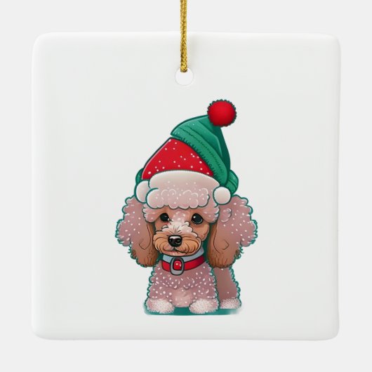 Schattigee poedel met kerst Pet Keramisch Ornament (Achterkant)