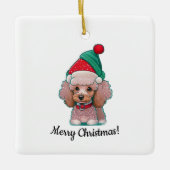 Schattigee poedel met kerst Pet Keramisch Ornament (Voorkant)