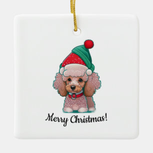 Schattigee poedel met kerst Pet Keramisch Ornament
