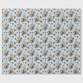 Schattigee Poedel Puppy in Basket Paw Print Cadeaupapier (Vlak)