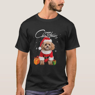 Schattigee poedel sinterklaasmuts vrolijke kerstbo t-shirt