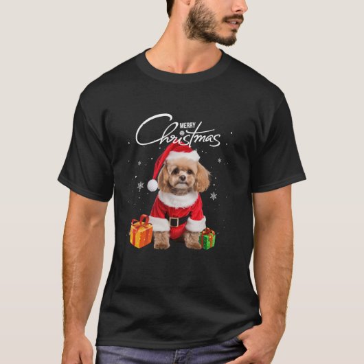 Schattigee poedel sinterklaasmuts vrolijke kerstbo t-shirt (Voorkant)