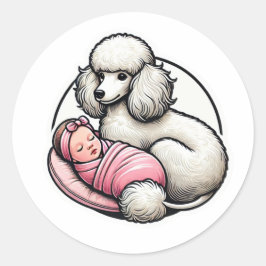 Schattigee poedel voor haar ronde sticker