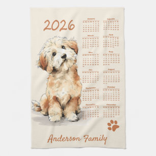 Schattigee Poedelhond 2026 Kalender Theedoek