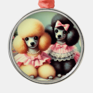 Schattigee poedelillustratie metalen ornament