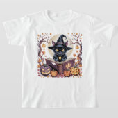 Schattigee poes in pompoentuin Halloween T-shirt (Laagn)
