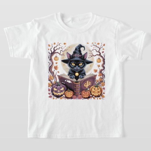 Schattigee poes in pompoentuin Halloween T-shirt (Laagn)